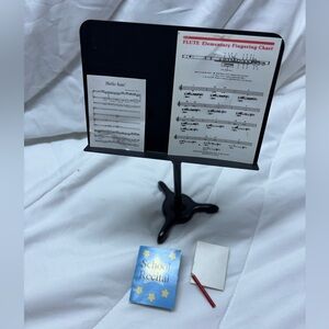 American Girl Doll Flute Set with stand sheet music School Recital Book & Pencil